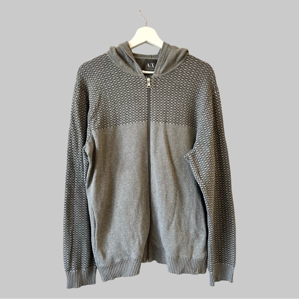 Armani Exchange Pure Cotton Hooded Cardigan Sweater